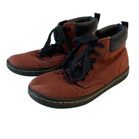 Dr Martens sz 6 Red Maelly Canvas Ankle Boots Padded Collar Women's Shoes - Picture 4 of 12